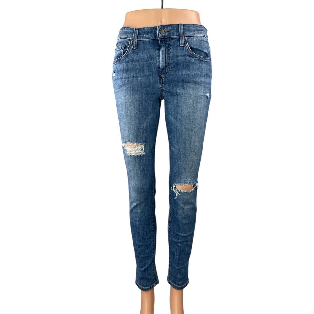 Joe's Women's Blue Distressed Mid Rise Slim Skinny Denim Jeans Pants Size W27